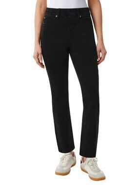32 Degrees Heat Women's Pull-On Straight Leg Pockets Jeans, Black, Size XL